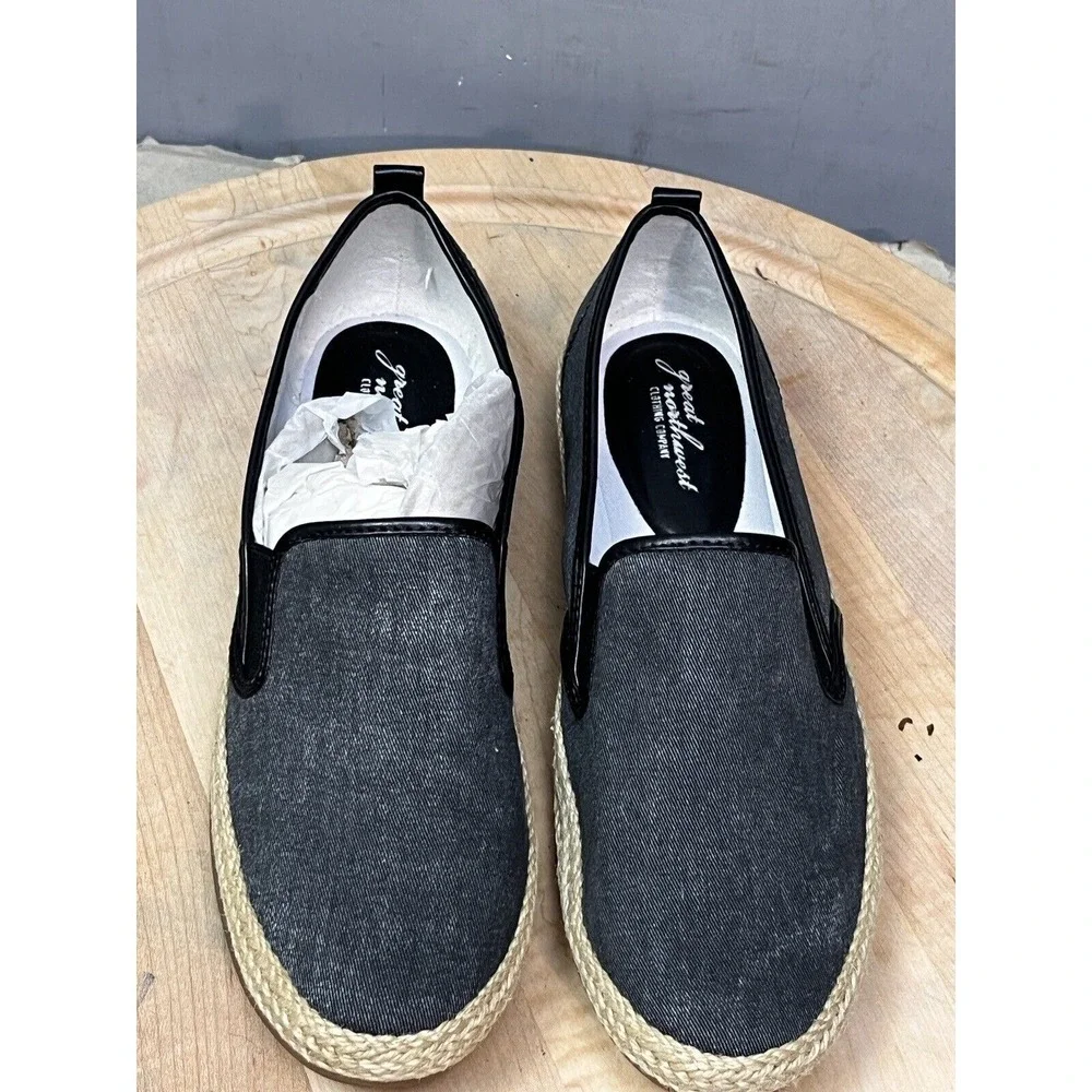 Great Northwest Clothing Company Slip On Womens 10M Black Sally Espadrille Flats